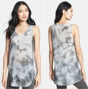 Eileen Fisher Pearl Crystalline Cotton Silk V Neck sz M